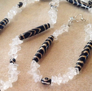 Quartz Crystal Necklace Bracelet Jewelry Set.