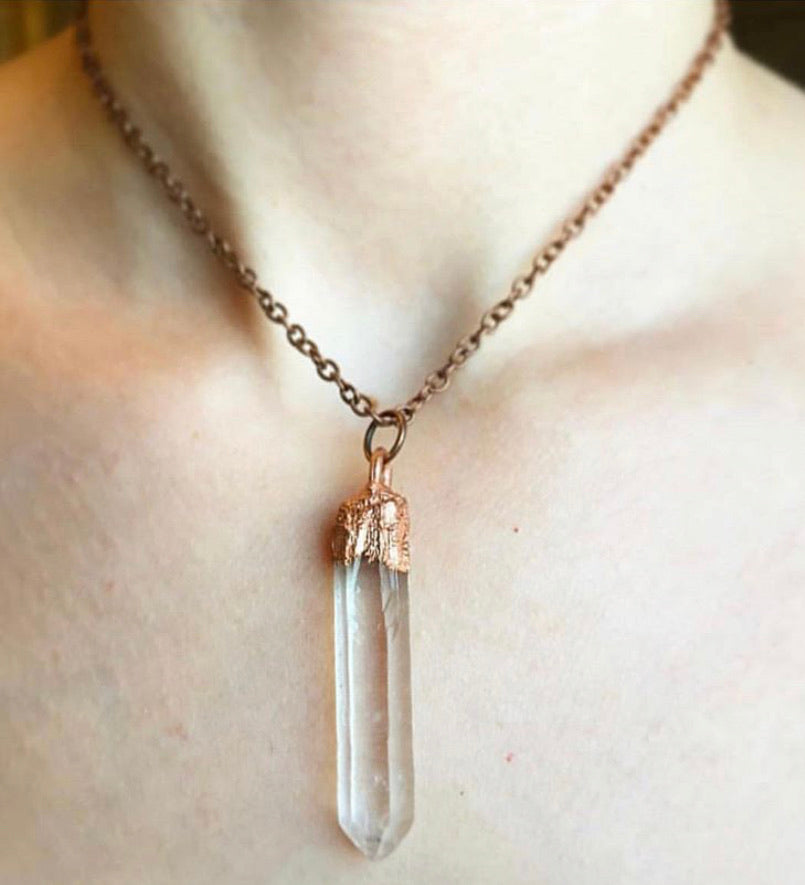 Electeoformed Quartz Copper Necklace